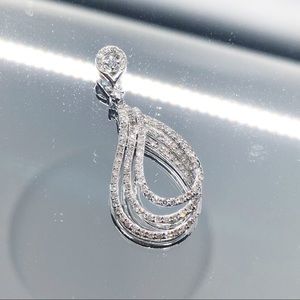 10k Solid White Gold Diamond Pendant